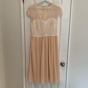 ASOS Nude Scallop Lace Midi Dress